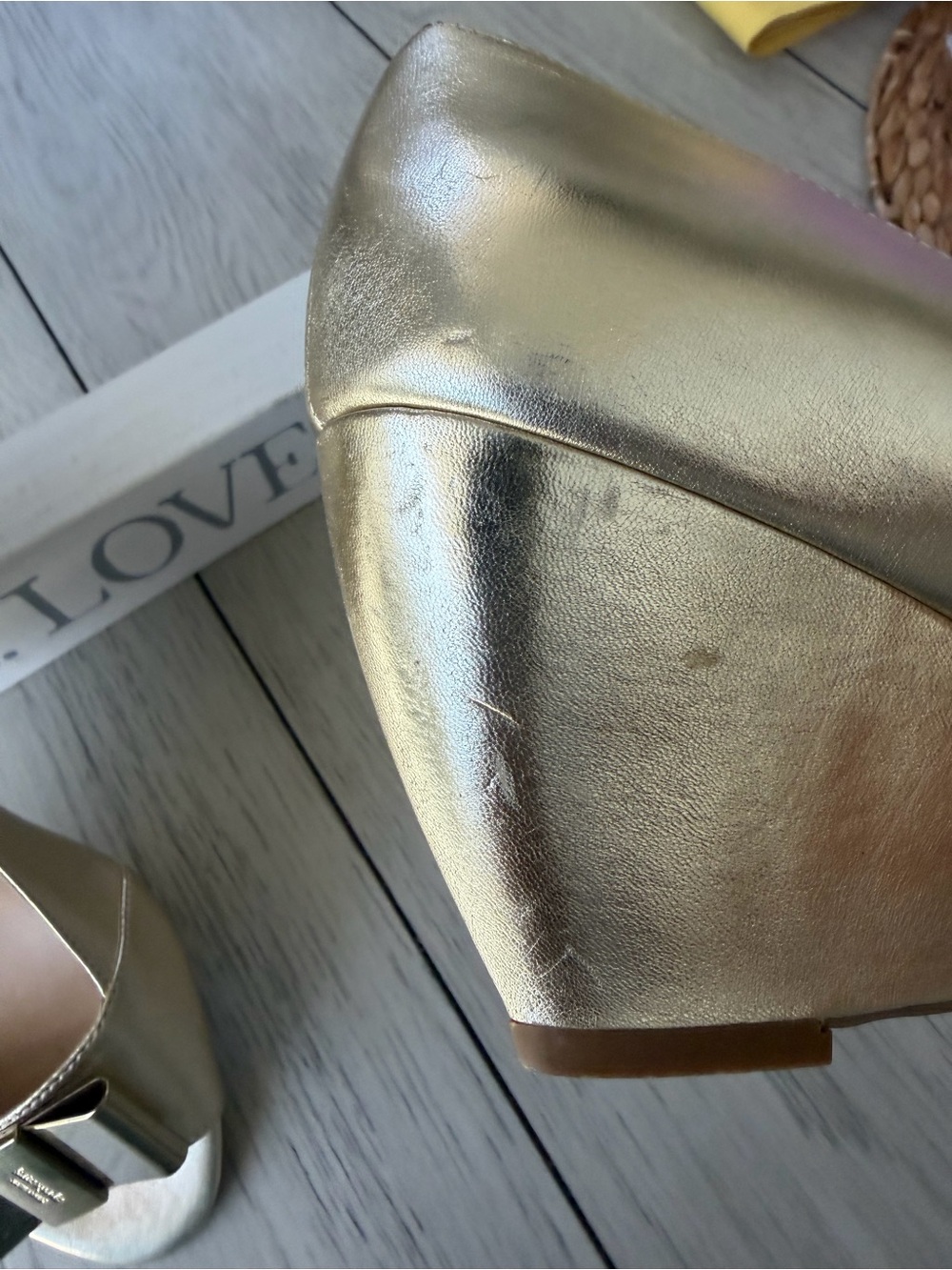 Kate Spade Candace Gold Wedge Heels - Size 9 (GUC/FUC Read Description) - Picture 8 of 9